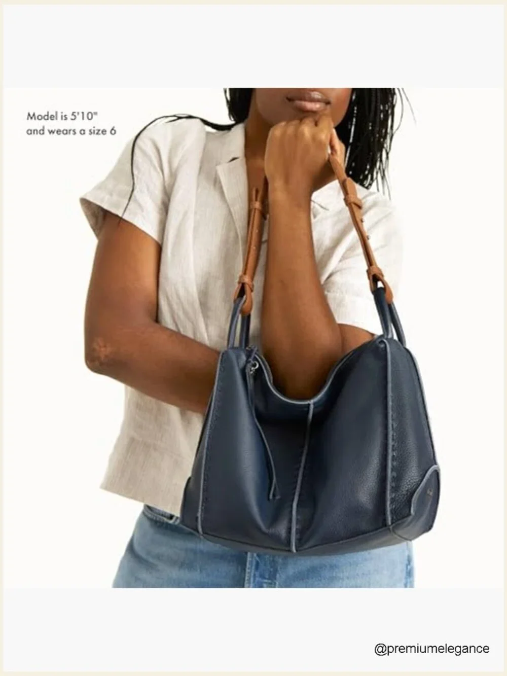 Large Leather Hobo Purse with Zipper Pocket - Everyday & Travel Bag